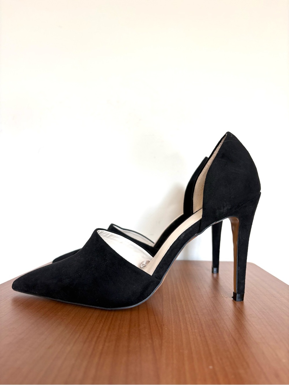 Zara Basic Collection Black Suede D'Orsay Pumps High Heels Size 39